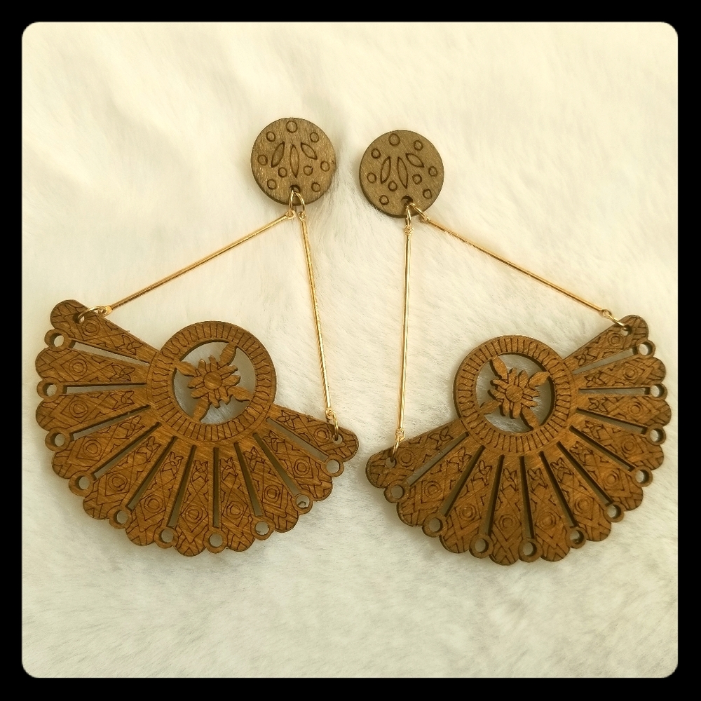Wooden Semicircle Earrings